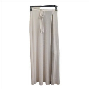 -- Elegant White Mesh Sheer Skirt With Slit